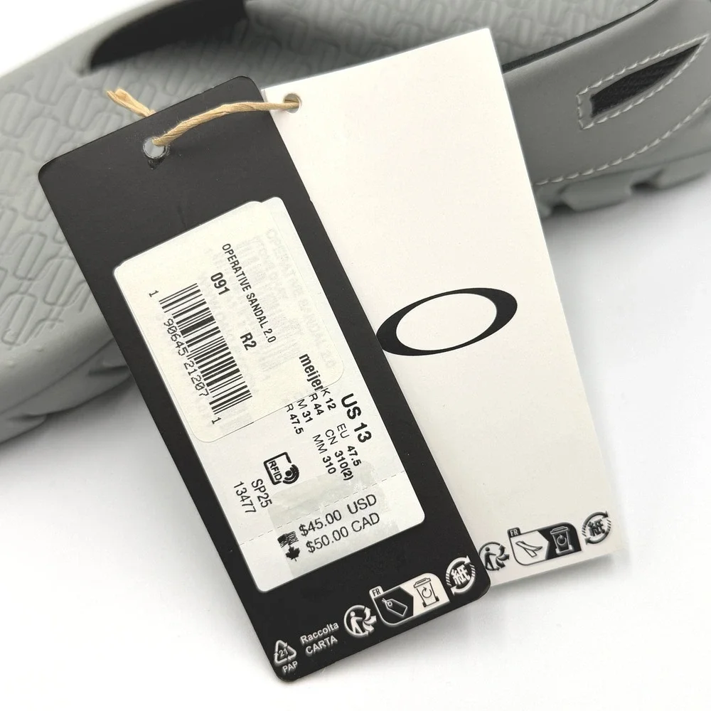 Oakley Operative Sandal 2.0 Mens Size 13 Stone Gray Sport Flip Flop **NEW**